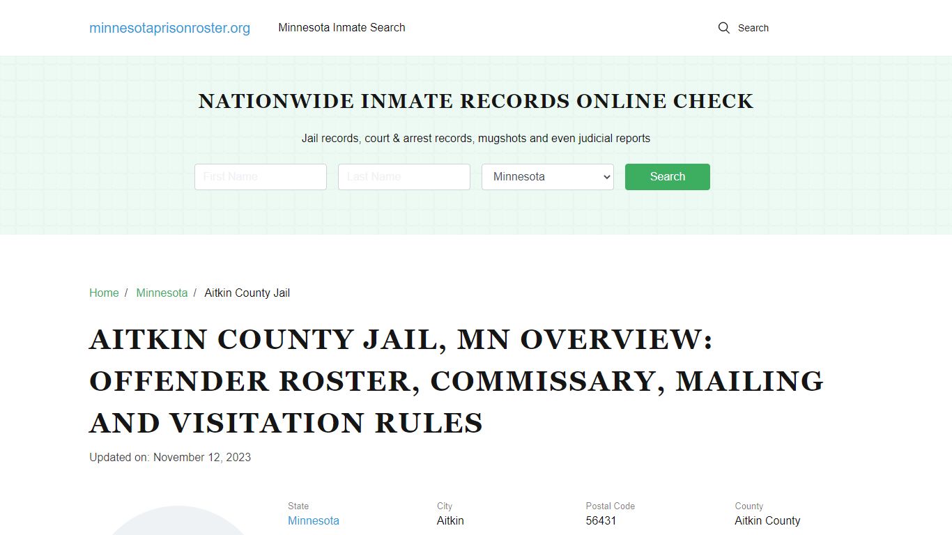 Aitkin County Jail, MN: Inmate Search, Jail Rules & Contact Info